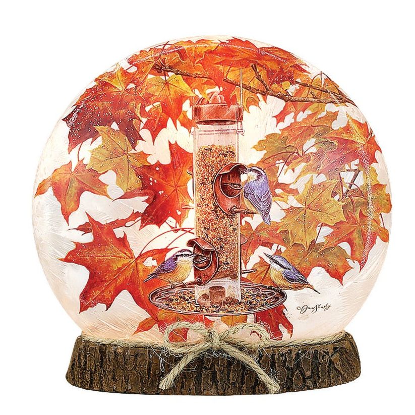 Fall Birds Feeding orb prelit - Zinnias Gift Boutique