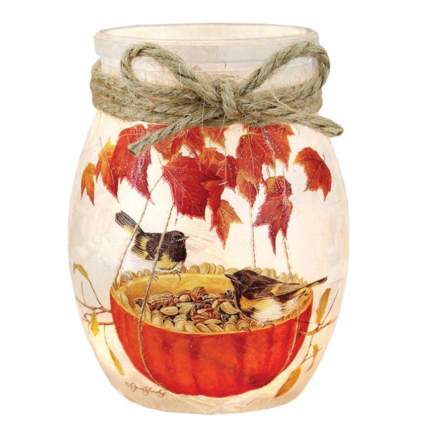 Fall Birds Feeding Sm Prelit Light - Zinnias Gift Boutique
