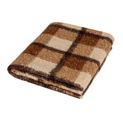 Brown Plaid  Faux Sherpa Throw - Zinnias Gift Boutique