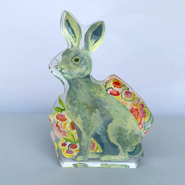 Flower Rabbit .75 Acrylic Shelfie - Zinnias Gift Boutique