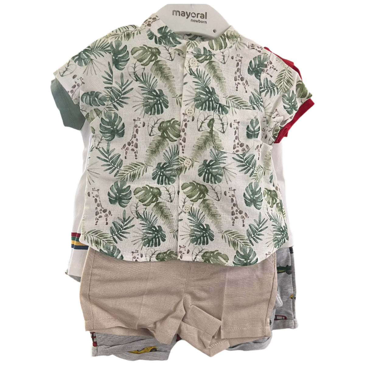 Short Top Set Jungle Giraffe linen - Zinnias Gift Boutique