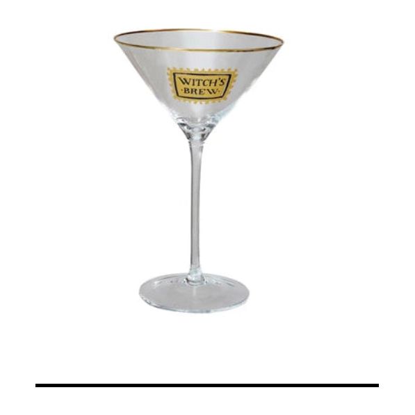 10 oz. Cocktail Glass w/ Gold Rim &amp; Halloween Saying