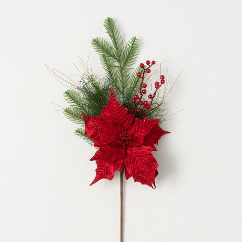 Poinsettia/Pine Pick - Zinnias Gift Boutique