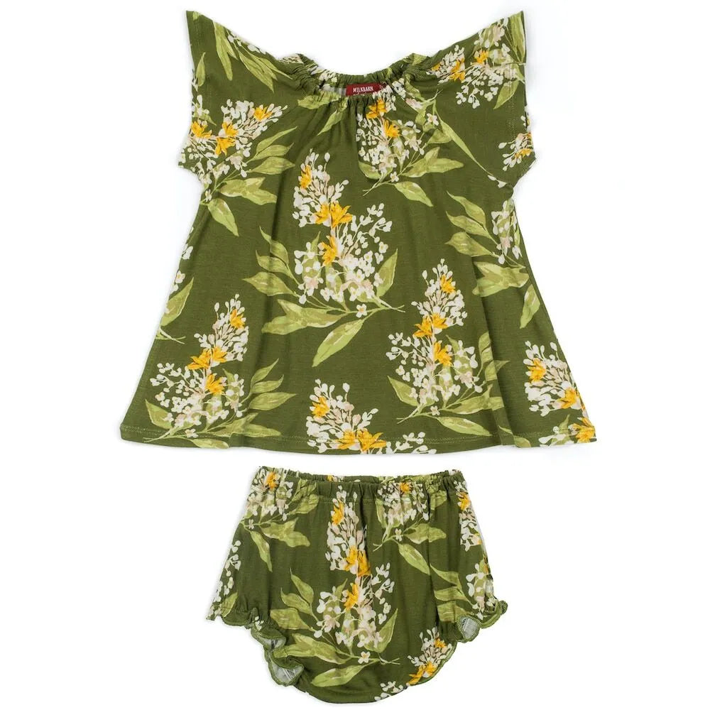 Organic Dress and Bloomer Set Floral Bicycle - Zinnias Gift Boutique