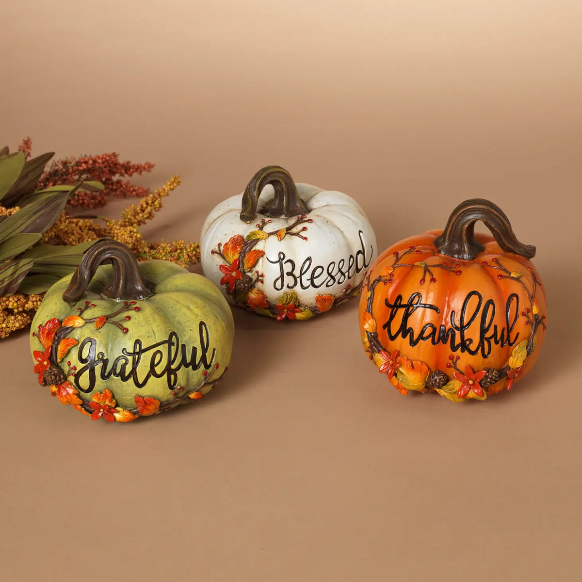 harvest pumpkin resin 5&quot;L - Zinnias Gift Boutique