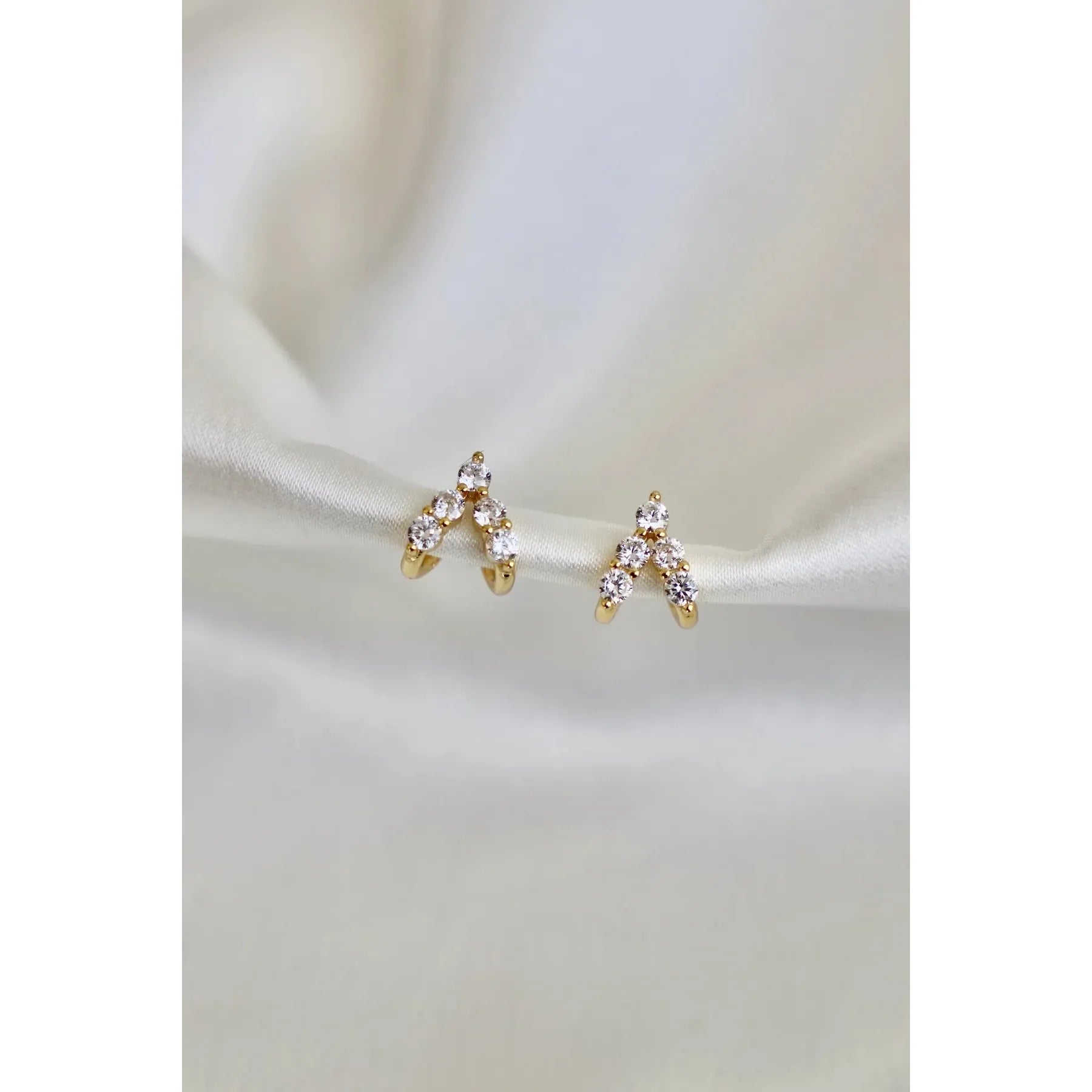 Double the Luck CZ Hoop Gold - Zinnias Gift Boutique