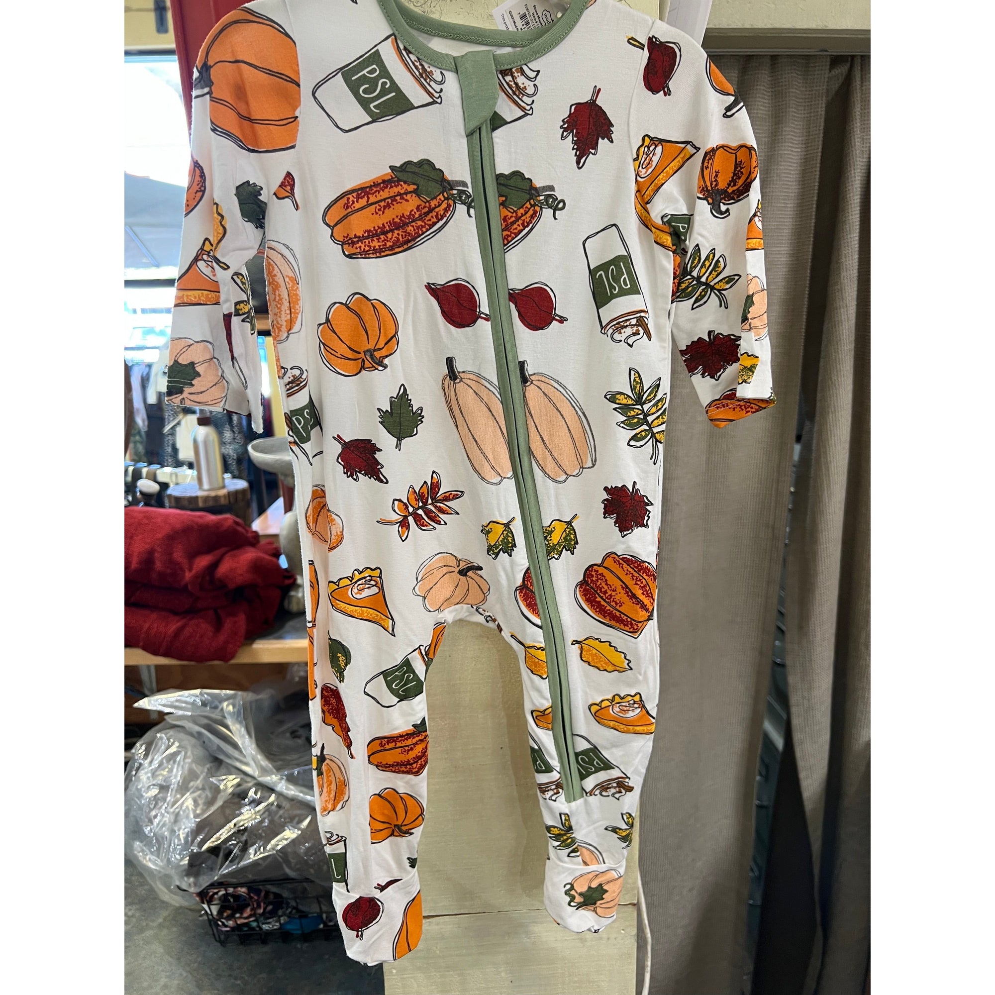 Fall Zip Footed One-Piece Bamboo - Zinnias Gift Boutique