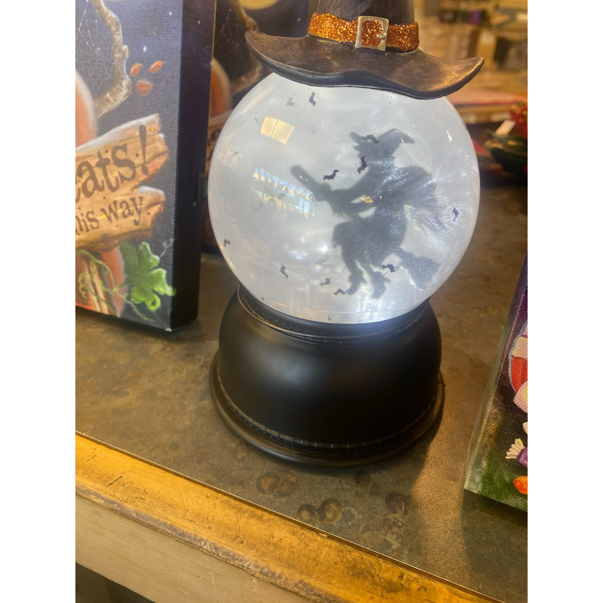 Flying Witch Lighted Swirling Bat Globe - Zinnias Gift Boutique