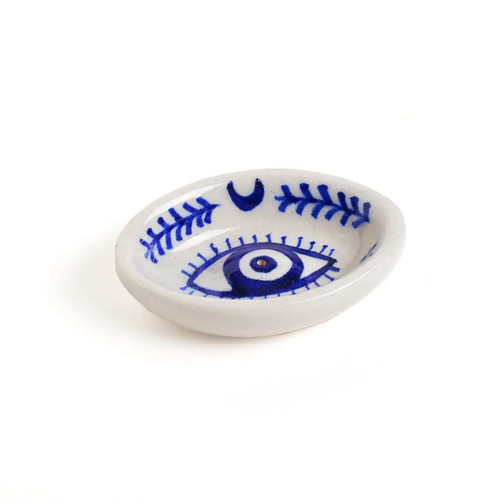 Evil Eye Incense Holder Blue White - Zinnias Gift Boutique
