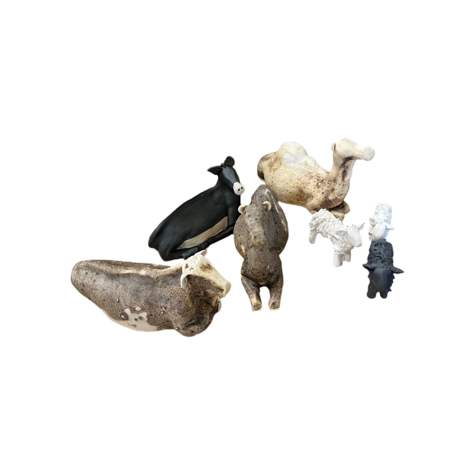 Nativity Barn Animals Donkey, Sheep, Camel, Cow Raku - Zinnias Gift Boutique