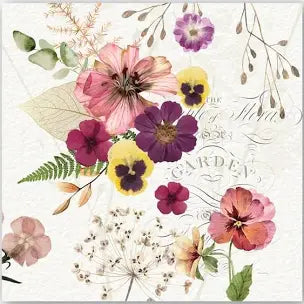 Pressed Flowers Cocktail Napkin - Zinnias Gift Boutique