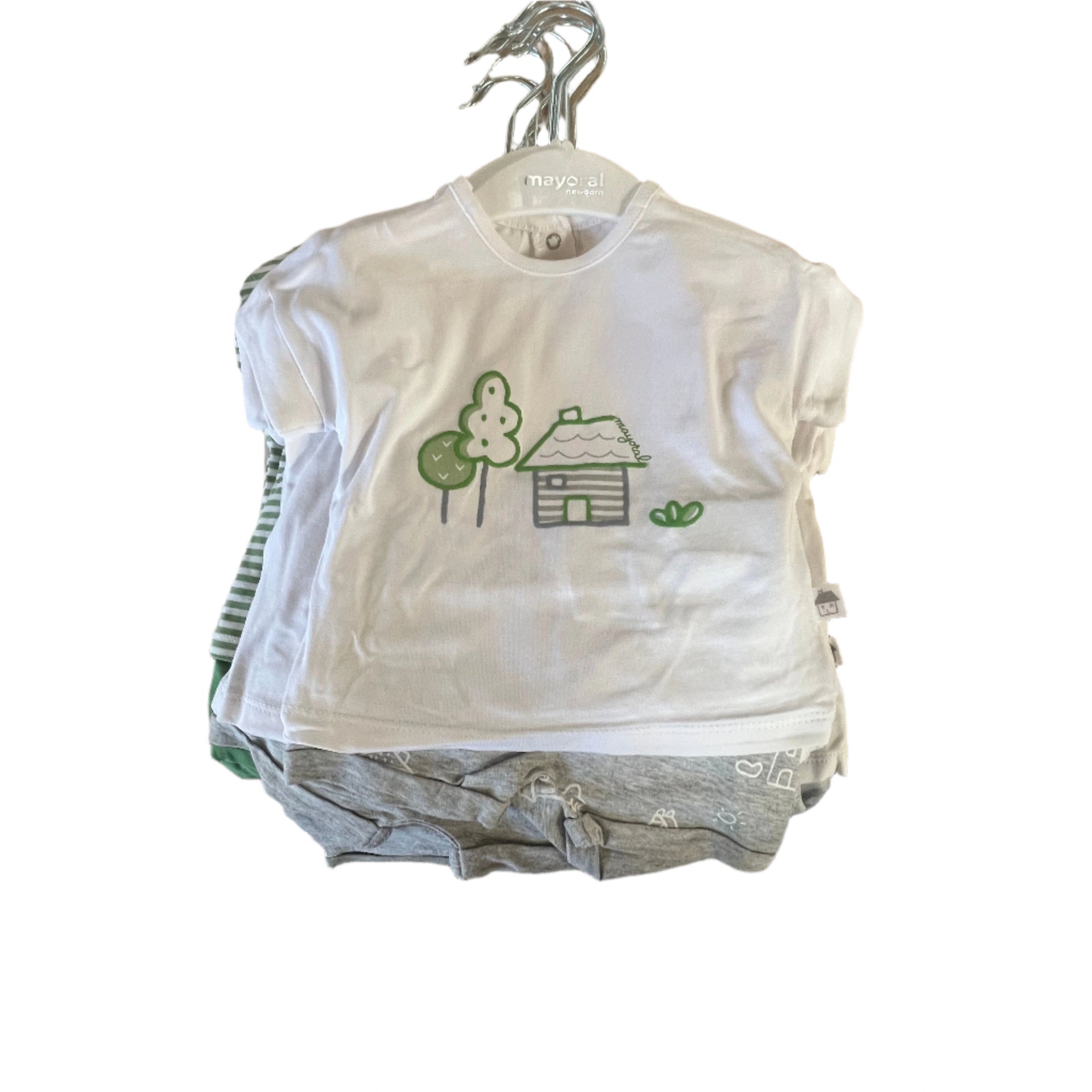 Short top set green white grey - Zinnias Gift Boutique