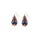 Beaded Handwoven Gilded Feather Earrings - Blue/Brown - Zinnias Gift Boutique