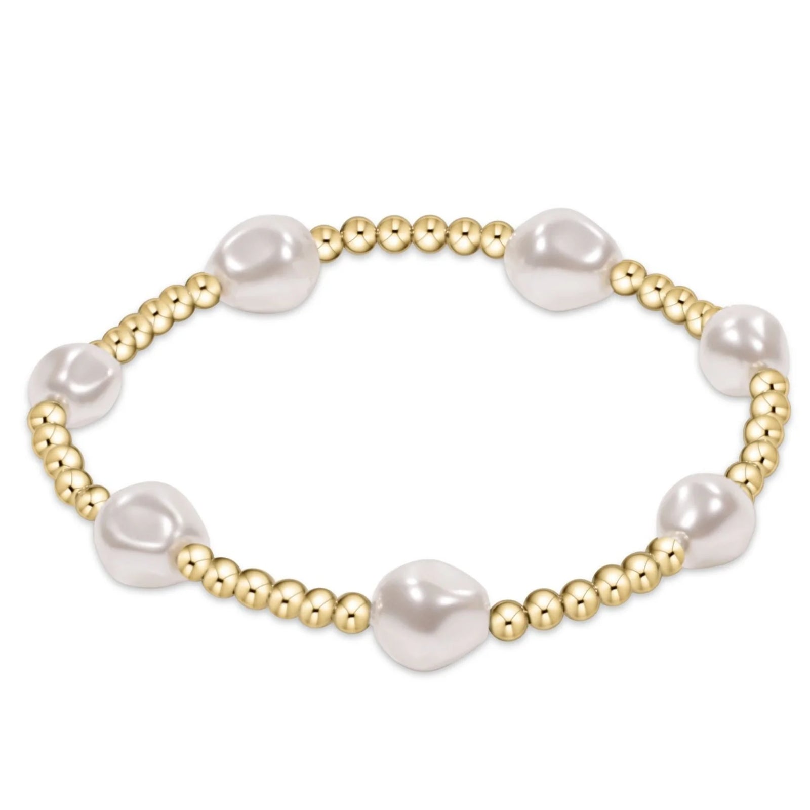 admire gold 3mm bead bracelet - pearl - Zinnias Gift Boutique