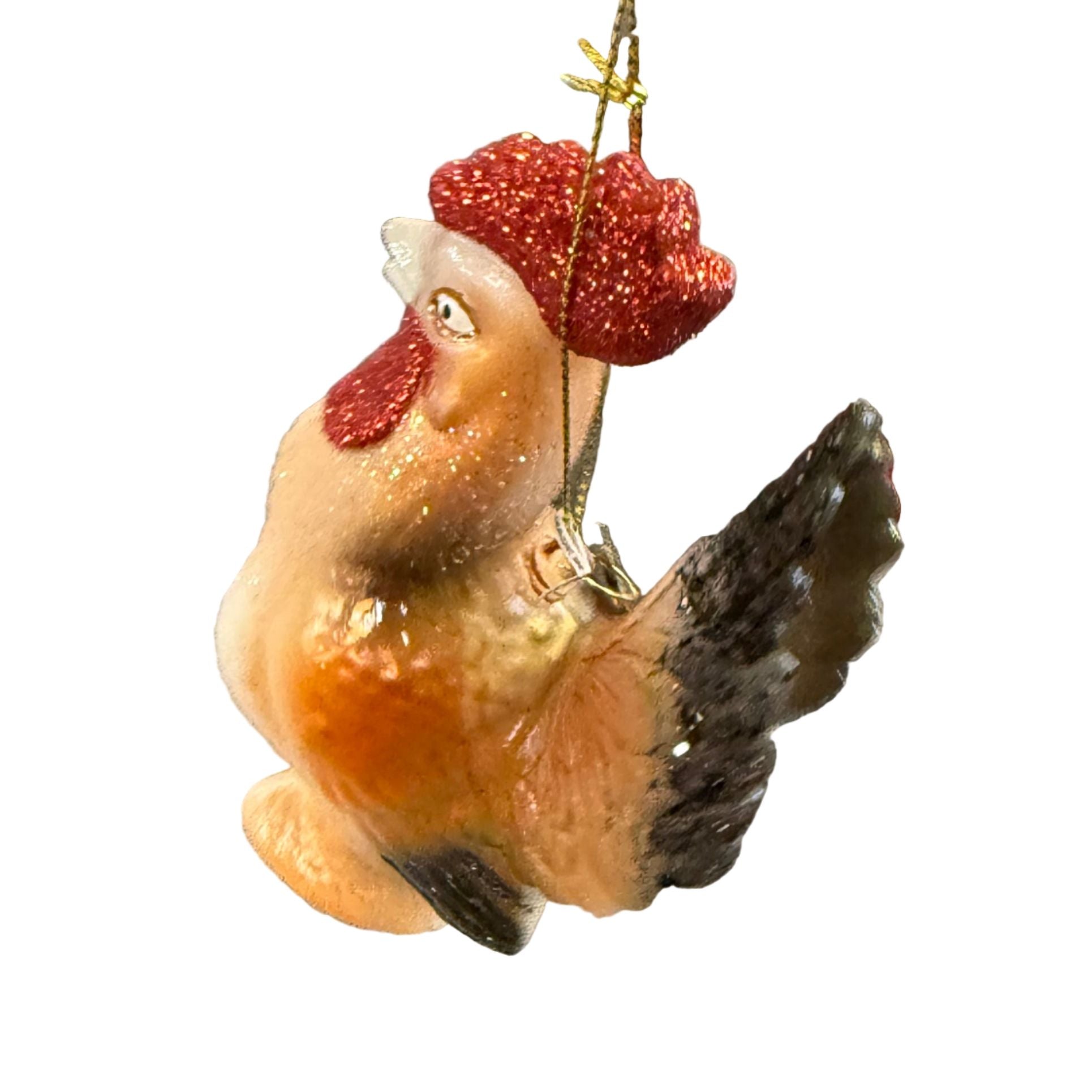 Rooster Glass Ornament - Zinnias Gift Boutique