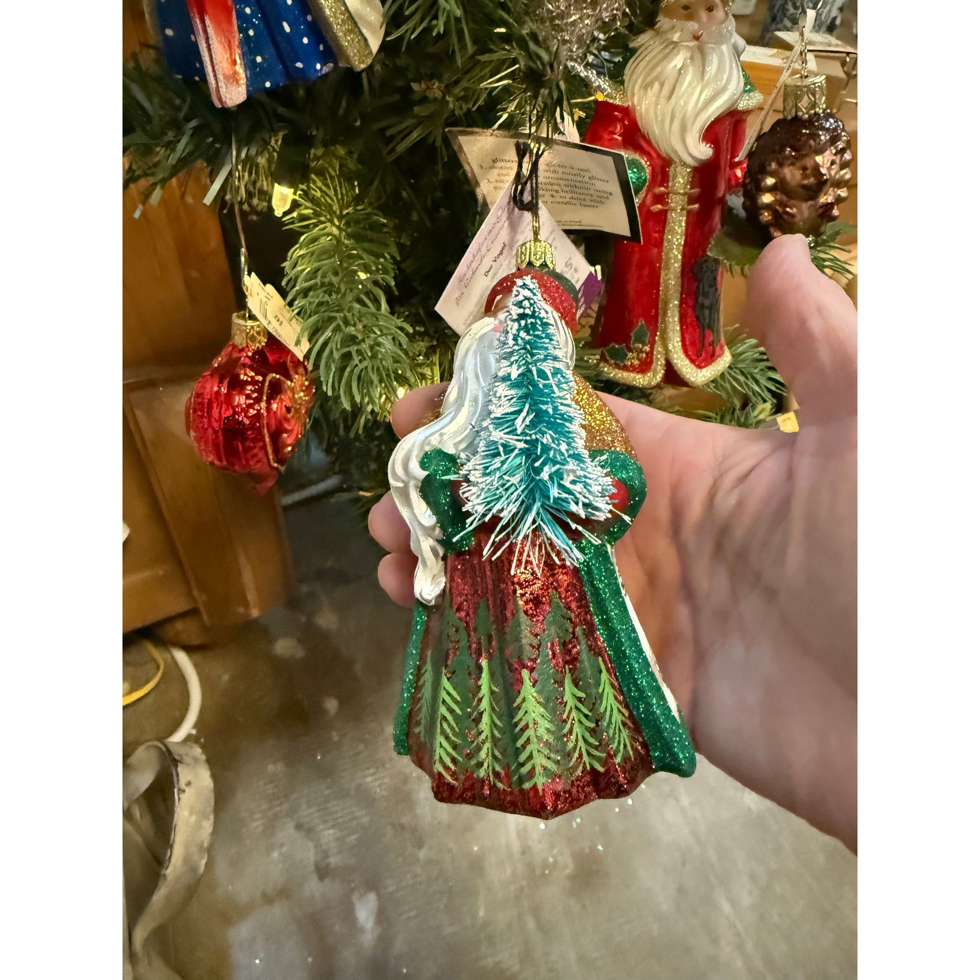 Hand Crafted Painted Glitterazzi Santa - Zinnias Gift Boutique