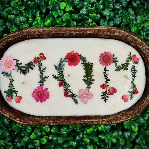 Wood bowl candle - Zinnias Gift Boutique