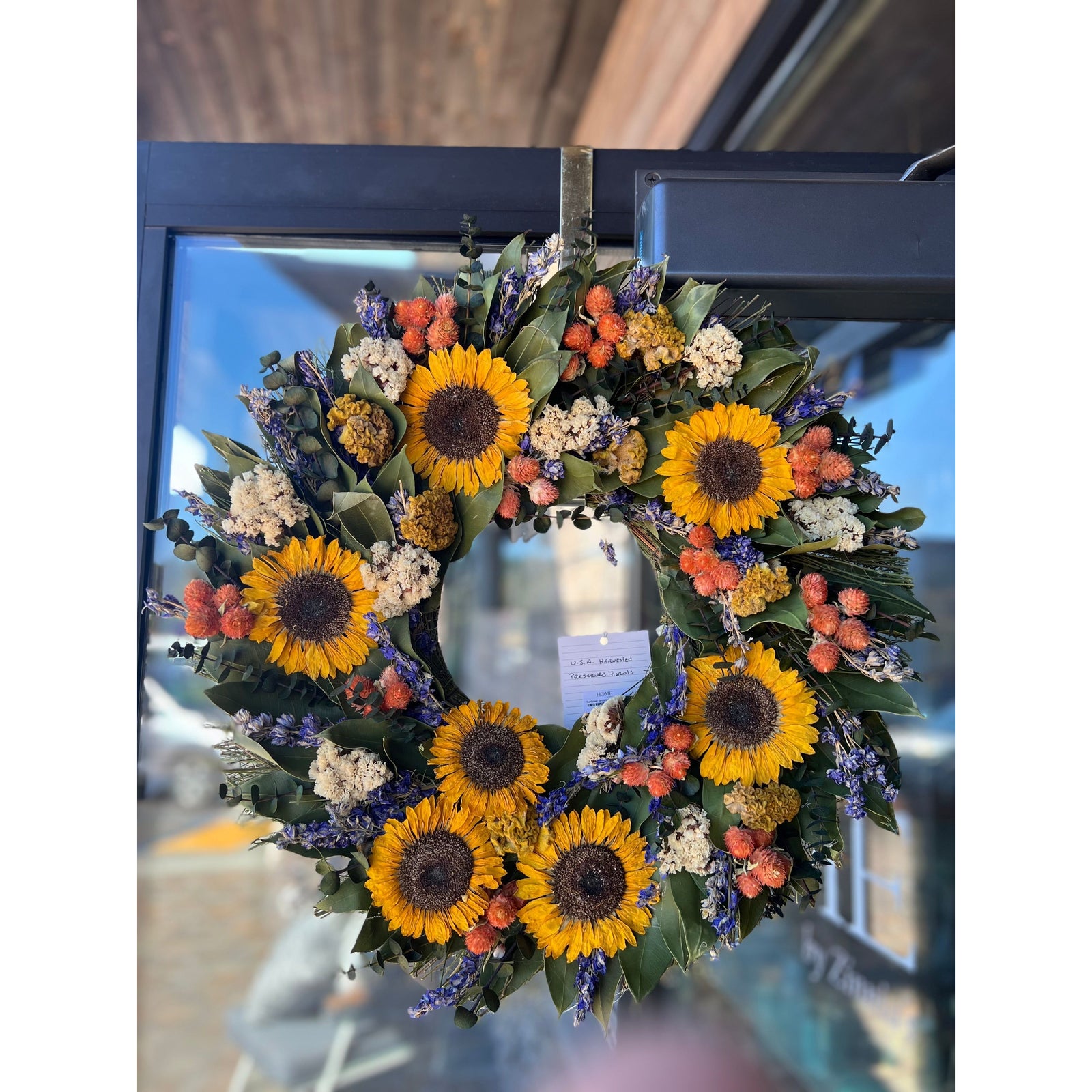 Sunflower Sensations Wreath 22” - Zinnias Gift Boutique