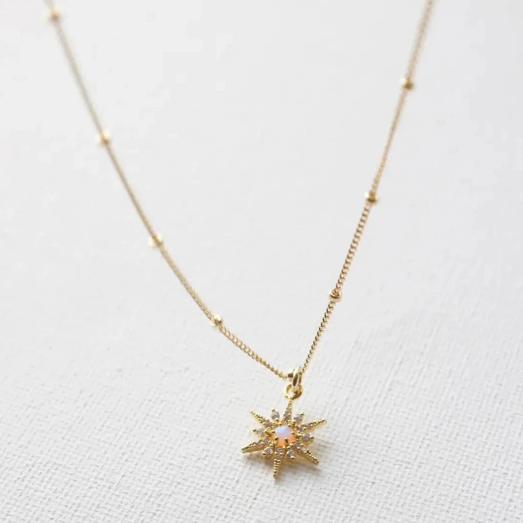 Opal Starburst Necklace - Gold - Zinnias Gift Boutique