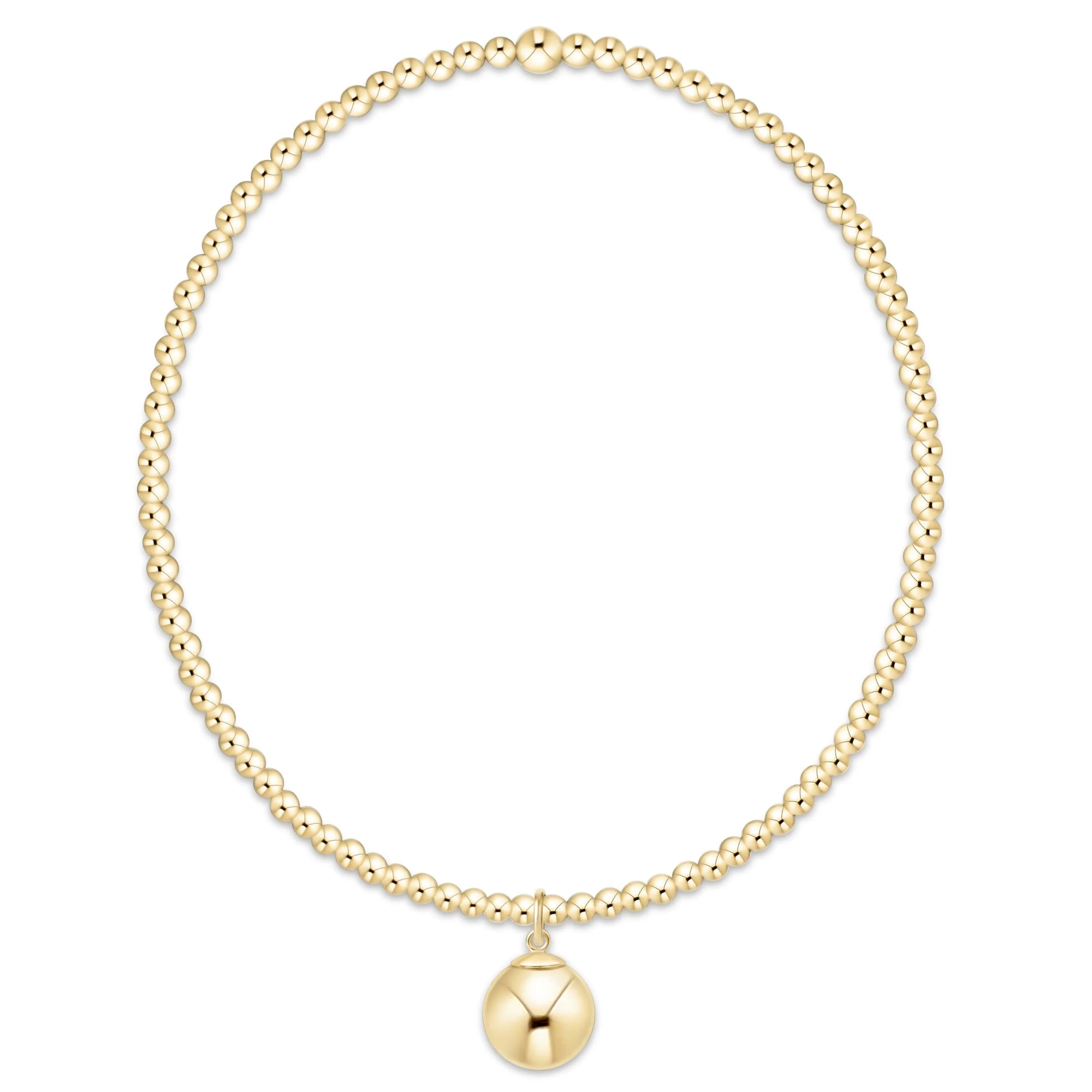 classic gold 2mm bracelet - classic gold 8mm charm