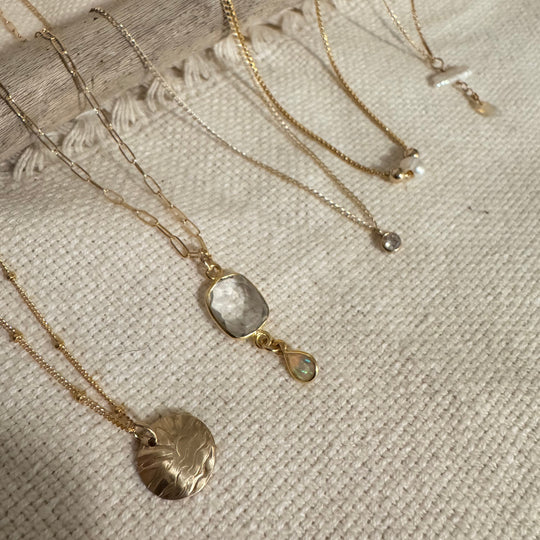 Sunburst Clear Quartz and Opal Necklace - Zinnias Gift Boutique