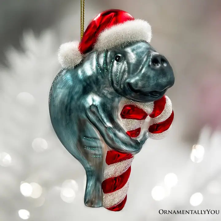 Manatee Glass Ornament - Zinnias Gift Boutique