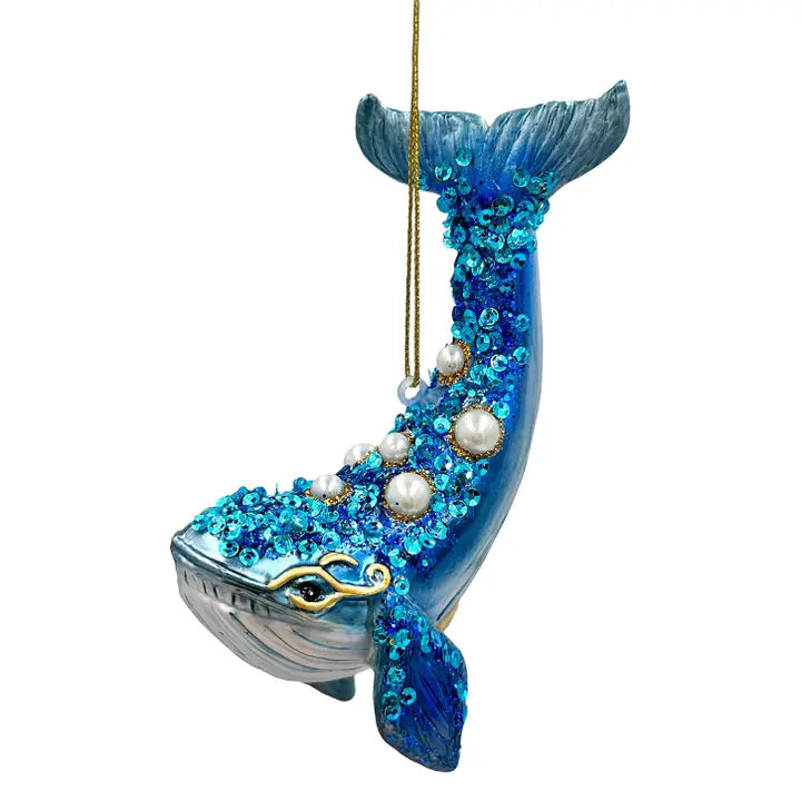 Blue Whale Glass Ornament
