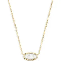 Elisa gold Short Pendant Necklace In Ivory Mother-Of-Pearl