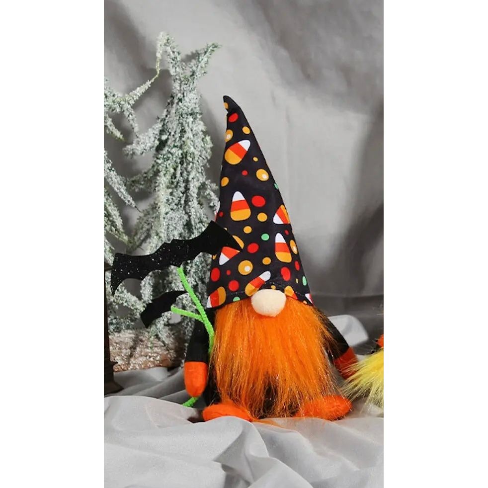 Candy Corn Themed Halloween Gnomes, Black Orange and Yellow - Zinnias Gift Boutique