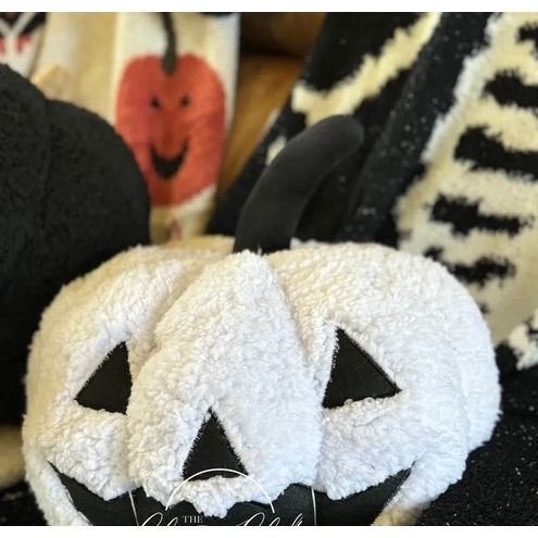 Sherpa Jack o lantern pillow