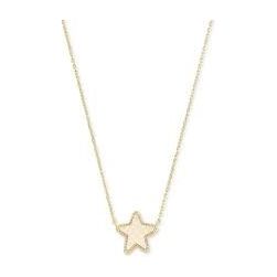 Kendra Scott – Jae Star Short Pendant Necklace Gold Tone – Iridescent Drusy