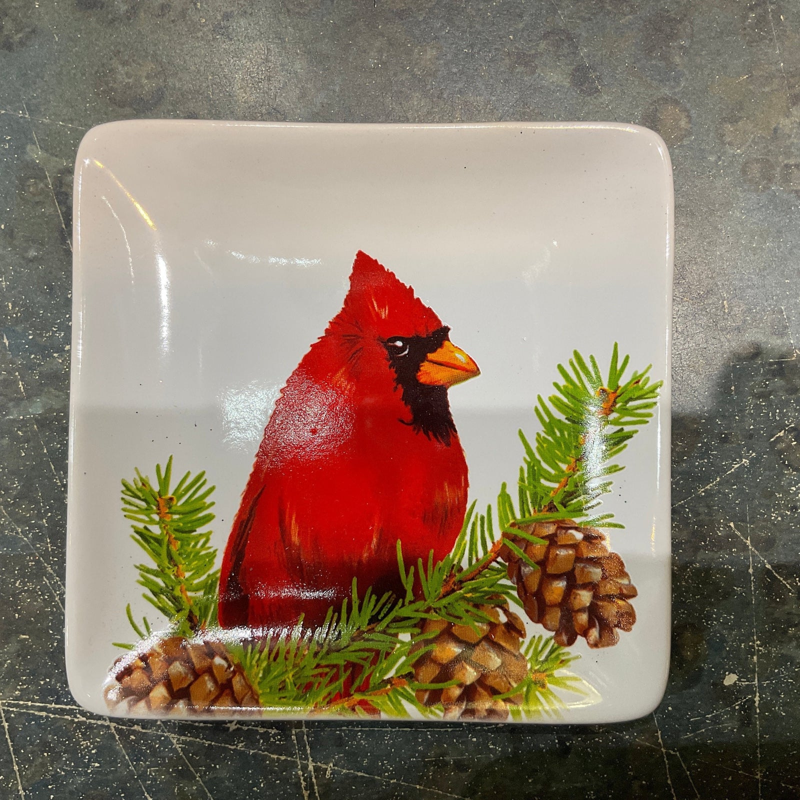 Cardinal tidbit plate Mini - Zinnias Gift Boutique