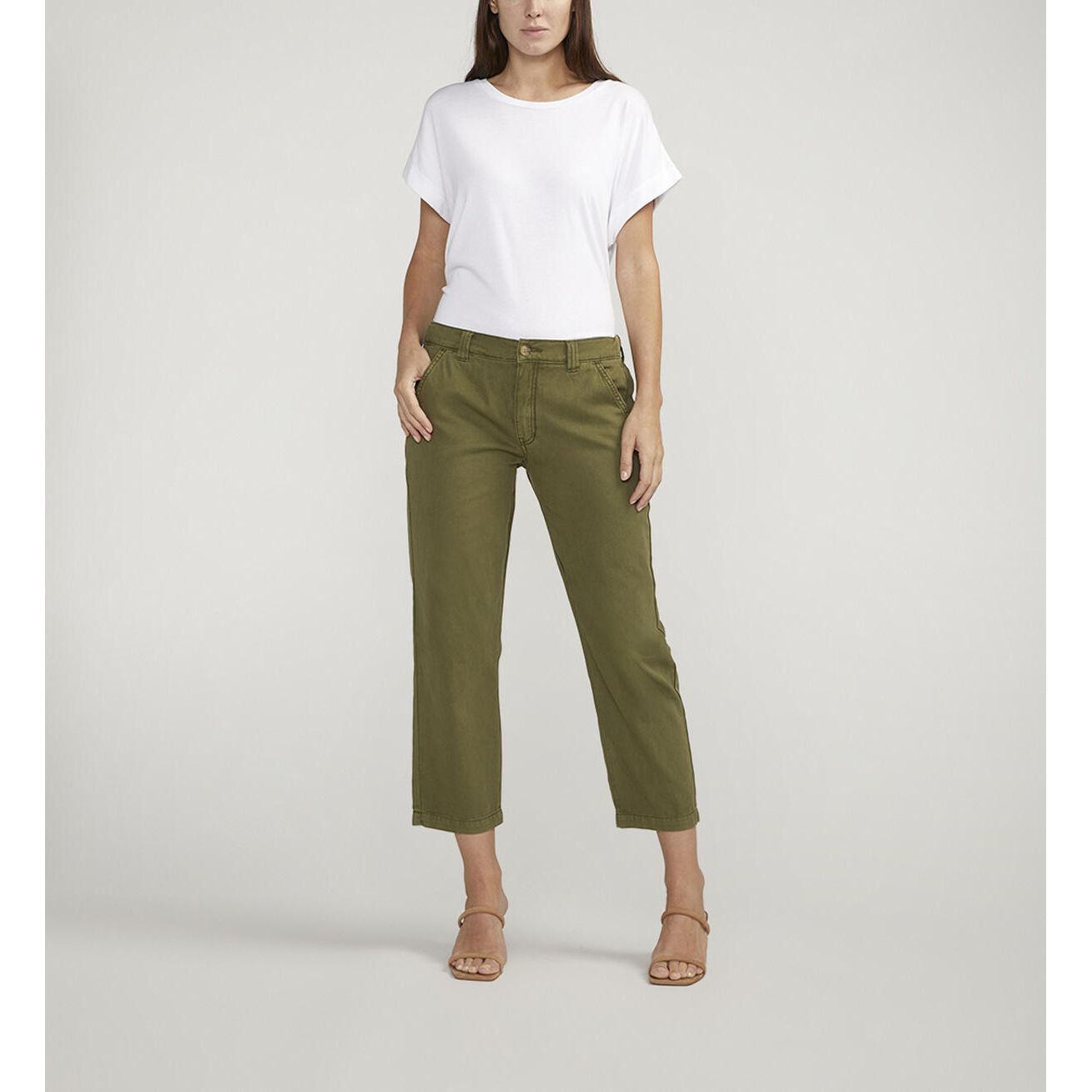 Chino Tailored Crop Pant - Moss - Zinnias Gift Boutique