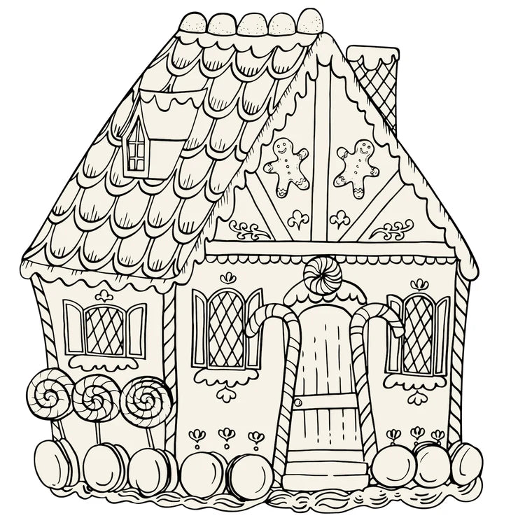 Die Cut Gingerbread house colorable Placemat - Zinnias Gift Boutique