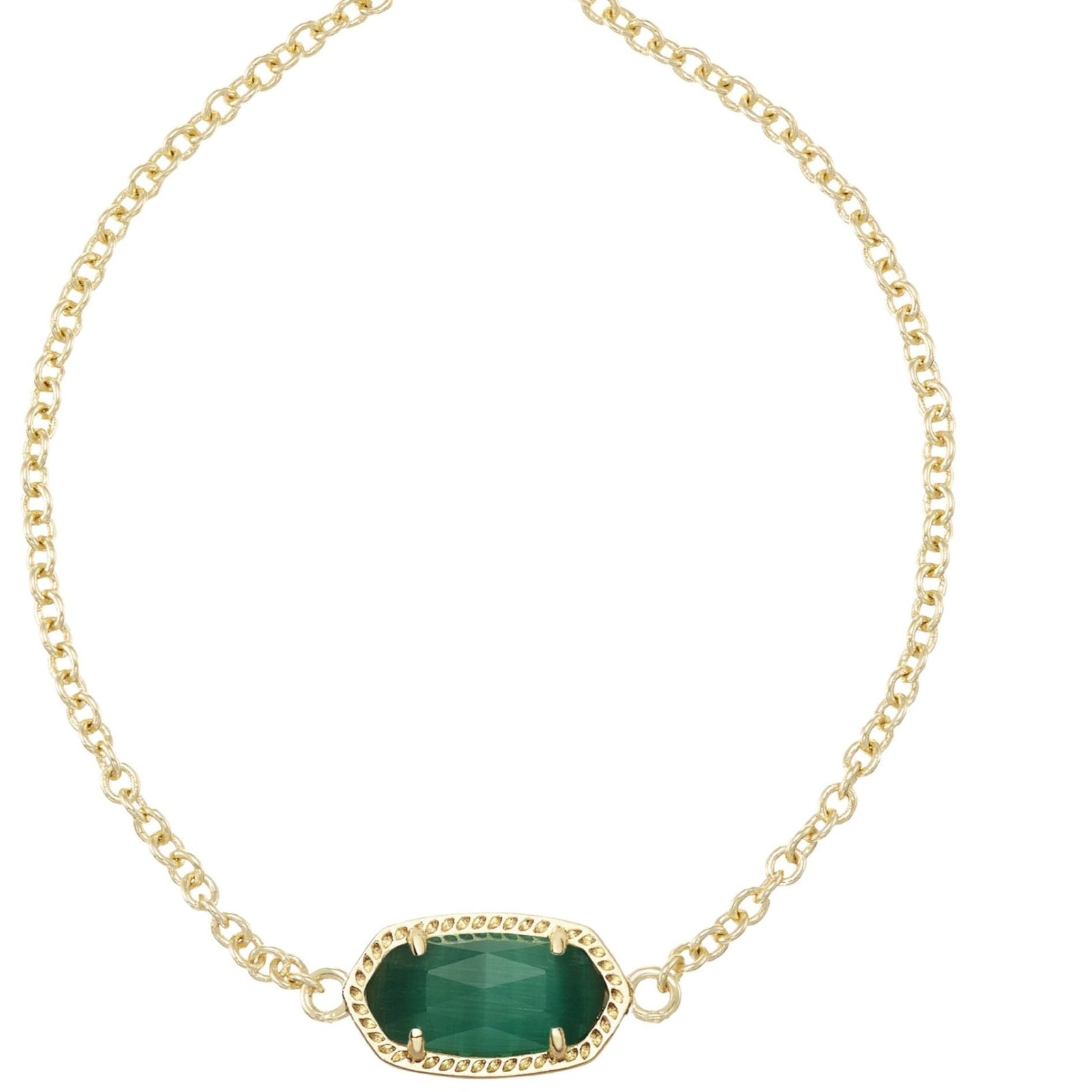 Elaina Gold Adjustable Chain Bracelet Emerald Cateye - Zinnias Gift Boutique