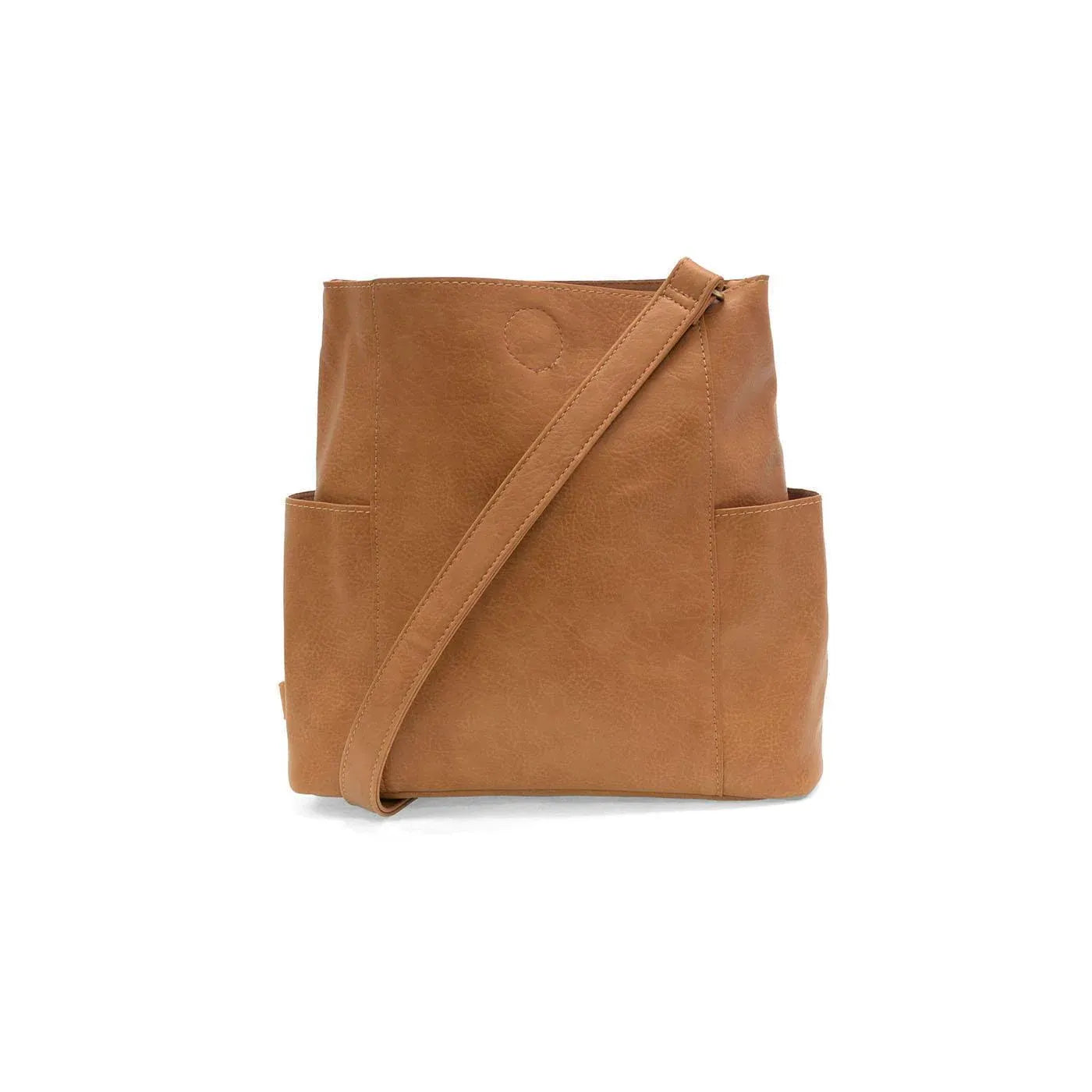 JoySusan Kayleigh side pocket bucket purse in neutral color, featuring a spacious design with side pockets for storage.