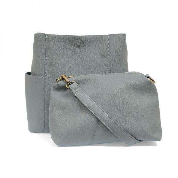 Kayleigh Side Pocket Bucket Bag Dusty Blue - Zinnias Gift Boutique