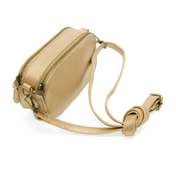 Layne Double Zip Mini Camera Crossbody Metallic Gold - Zinnias Gift Boutique