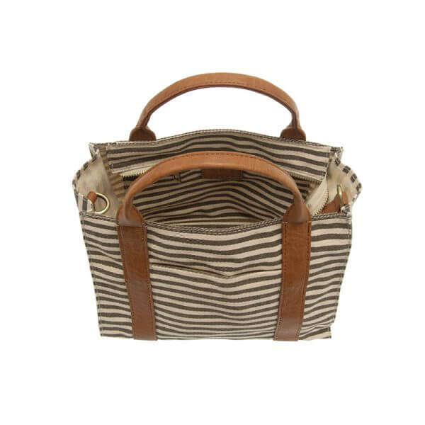 Gwen Med Canvas Tote Natural White Stripe - Zinnias Gift Boutique