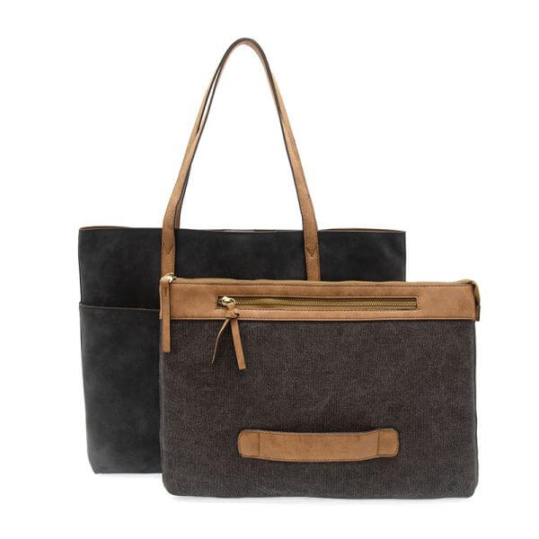 Danica Tote with Laptop Bag - Black - Zinnias Gift Boutique