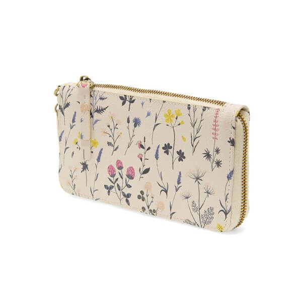 Chloe Printed Zip Around Wallet Wristlet - White Floral - Zinnias Gift Boutique