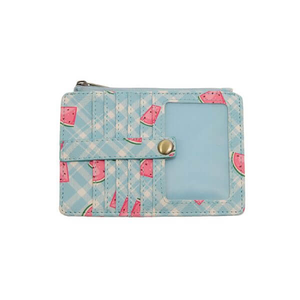 Penny Printed Mini Travel Wallet - Blue Plaid Watermelons - Zinnias Gift Boutique