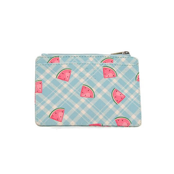 Penny Printed Mini Travel Wallet - Blue Plaid Watermelons - Zinnias Gift Boutique