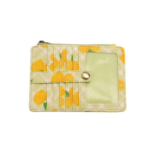 Penny Printed Mini Travel Wallet - Lime Plaid Lemons - Zinnias Gift Boutique