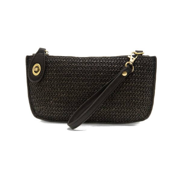 Straw Solid Black Mini Wristlet CB - Zinnias Gift Boutique