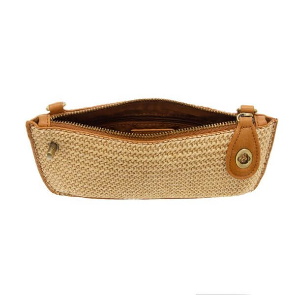 Solid Straw Mini Wristlet Crossbody - Tan - Zinnias Gift Boutique