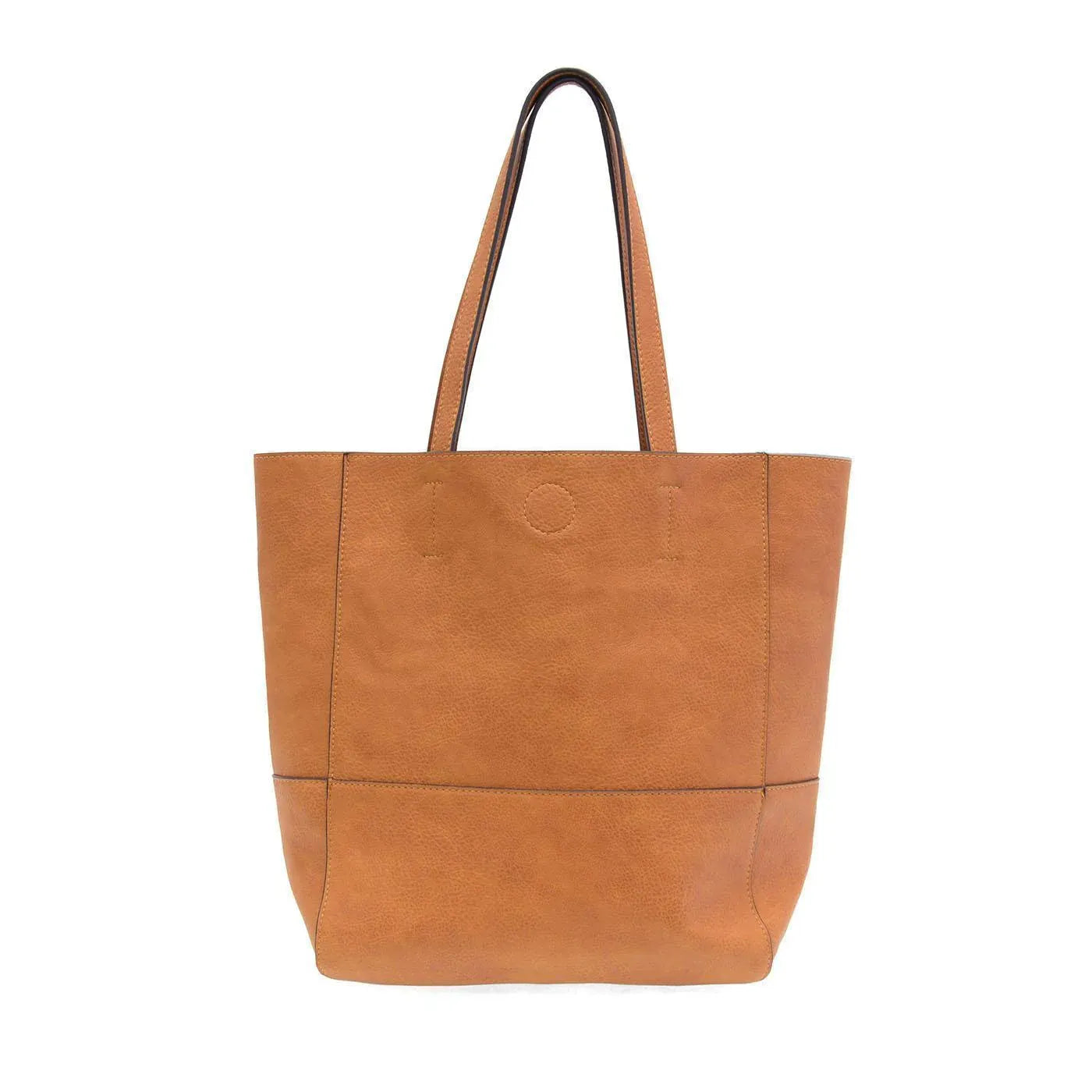 JoySusan Faith Raw Edge Tote purse with natural leather finish, featuring a minimalist design and sturdy handles.
