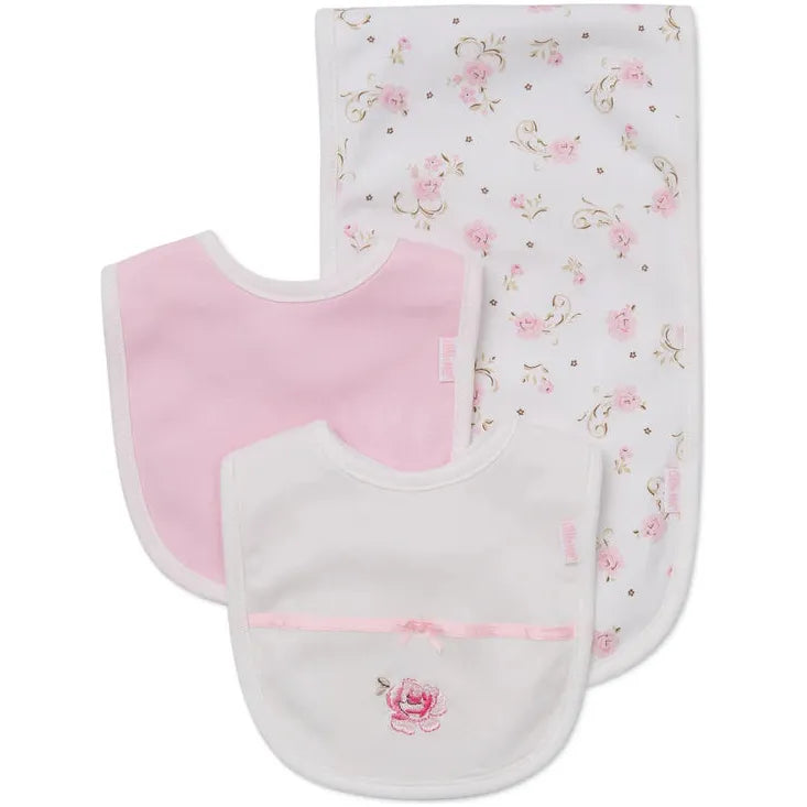 Vintage Rose Bib &amp; Burp Set - Zinnias Gift Boutique