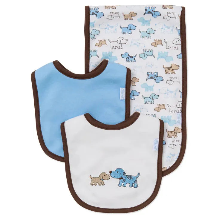 Cute Puppies Bib & Burp Set - Zinnias Gift Boutique