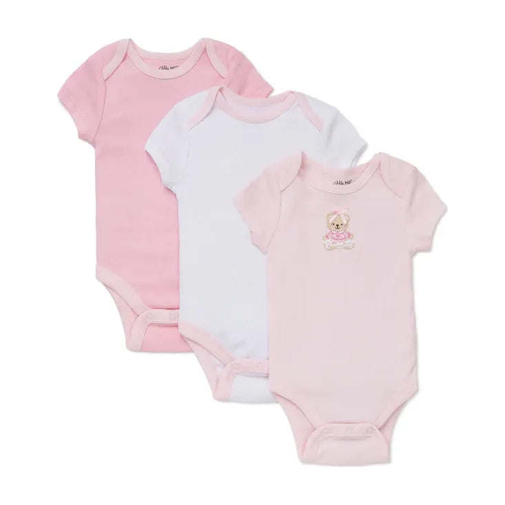Pink Bear 3-Pack Bodysuits - Zinnias Gift Boutique